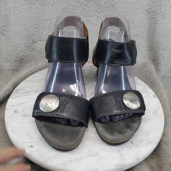 Taos Footwear Shoes Womens EU 39 US 8-8.5 Black Leather Carousel 2 Sandals - Picture 4 of 9